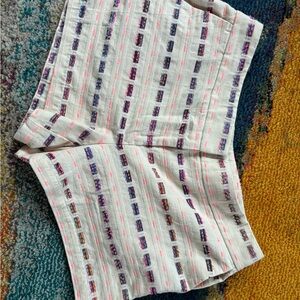 LOFT Cream Shorts with Pink and Purple Accents
